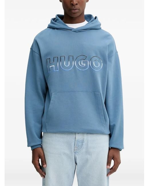 HUGO Blue Logo-detail Hoodie for men