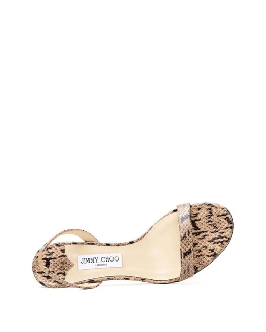 Jimmy Choo White Jenn Snake-Effect Sandals