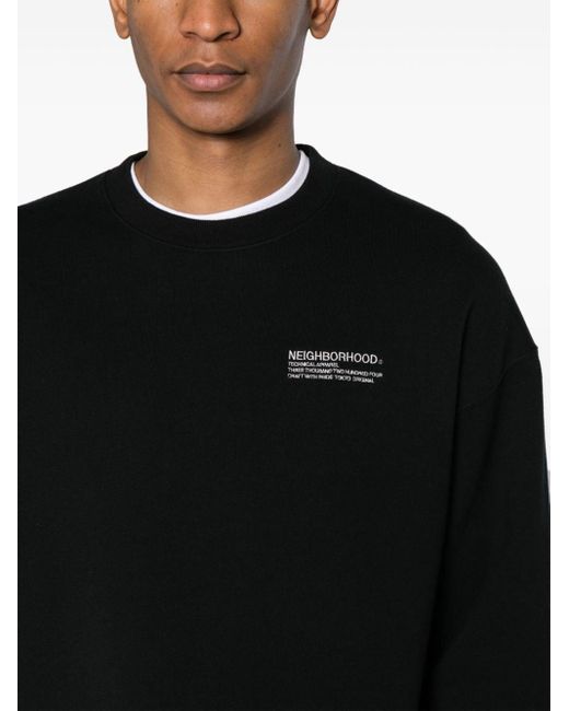 Neighborhood Black Logo-embroidered Cotton Sweatshirt for men