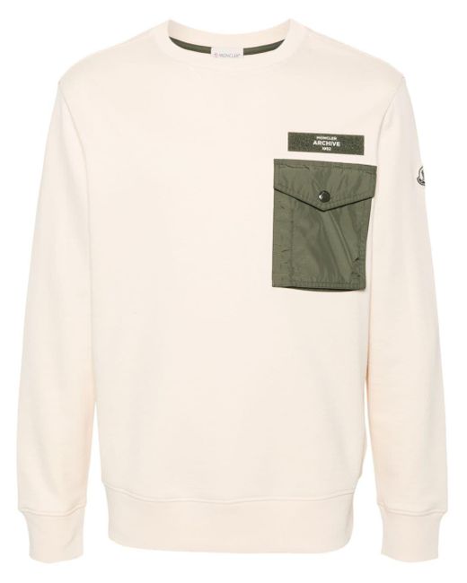 Moncler Natural Logo-patch Cotton-blend Sweatshirt for men