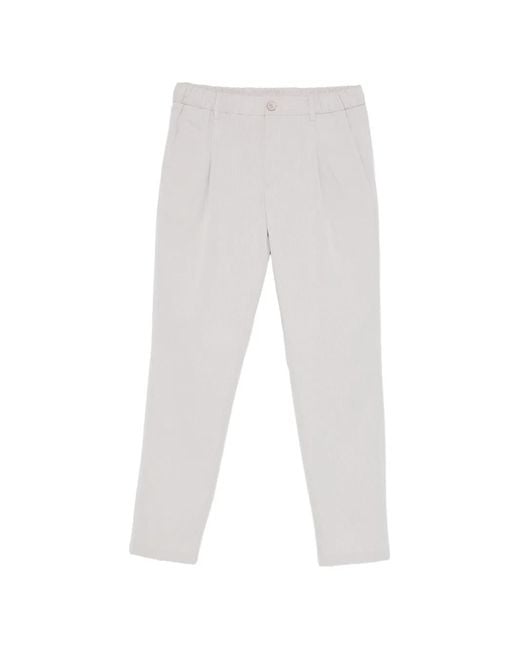 Herno White Pleated Straight Trousers for men