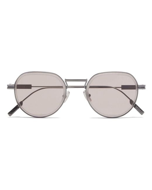 Zegna Gray Orizzonte Ii Round-frame Sunglasses for men