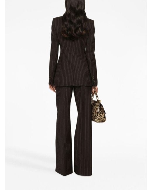 Dolce & Gabbana Black Wide Leg Pinstripe Trousers