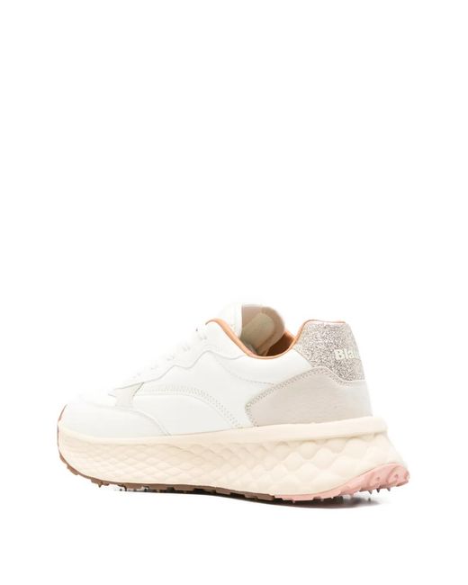 Blauer White Logo-Plaque Leather Sneakers