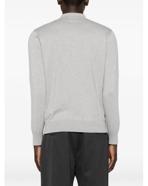 Eleventy Gray Long-Sleeve Polo Shirt for men