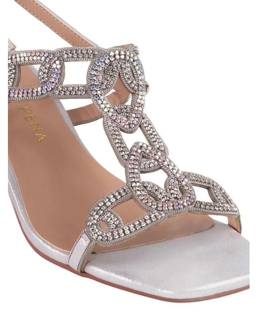 Alma En Pena. White Crystal-Embellished Heeled Sandals