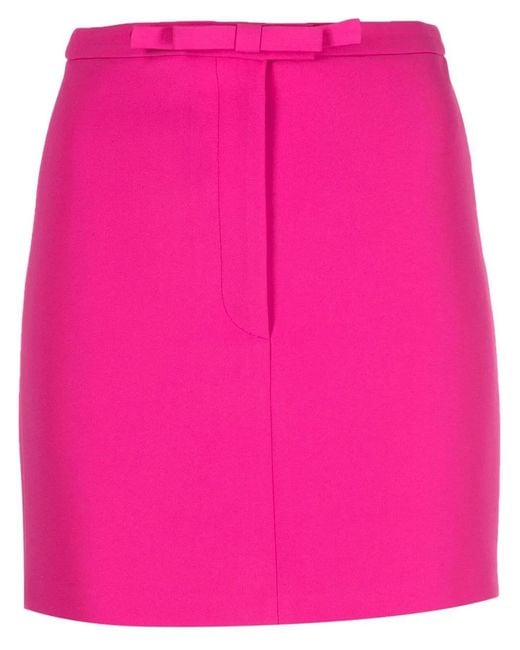 Blanca Vita Pink Front Bow-Detail Mini Skirt