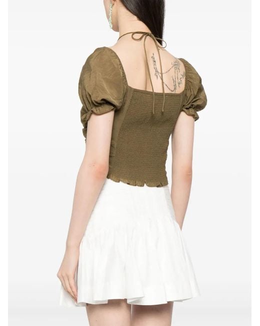 B+ AB Natural Floral-Appliqué Halterneck Top