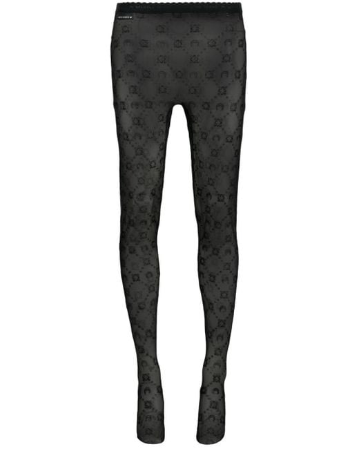 MARINE SERRE Black Regenerated Flock-glitter leggings