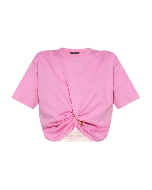 Versace Pink T-Shirt mit Knoten