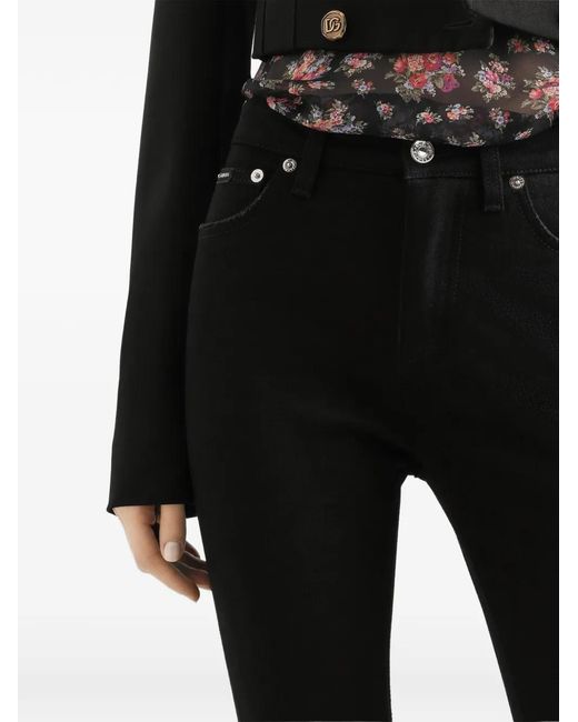 Dolce & Gabbana Black Metal-Plaque Jeans