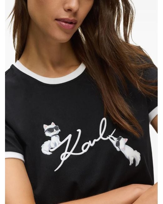 Karl Lagerfeld Black Ikon Choupette Signature T-Shirt