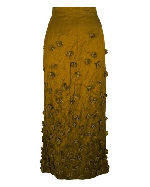 Gonna Midi Duchesse Con Ricamo Floreale Realizzato A Mano di Michael Kors in Green