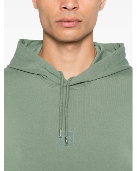C P Company Green Pocket-Detail Hooded Sweatshirt for men