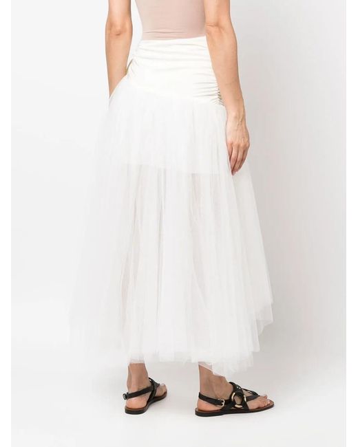 Philosophy Di Lorenzo Serafini White Side Tie-Fastening Asymmetric Draped Skirt