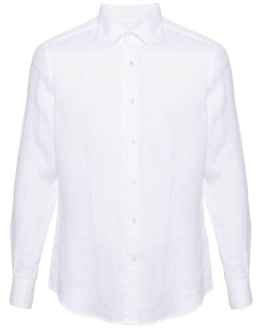 Glanshirt White Long-sleeve Linen Shirt for men