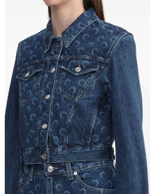 Veste en jean à motif Moonogram MARINE SERRE en coloris Blue