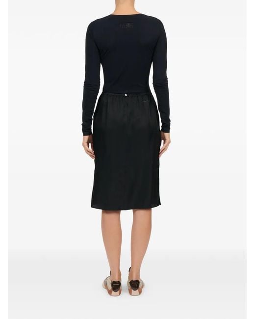 MM6 by Maison Margiela Black Elasticated Midi Skirt