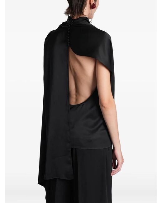 Magda Butrym Black Scarf-Detail Asymmetric Blouse