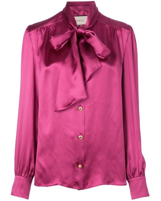 Gucci Pink Pussycat Bow Blouse
