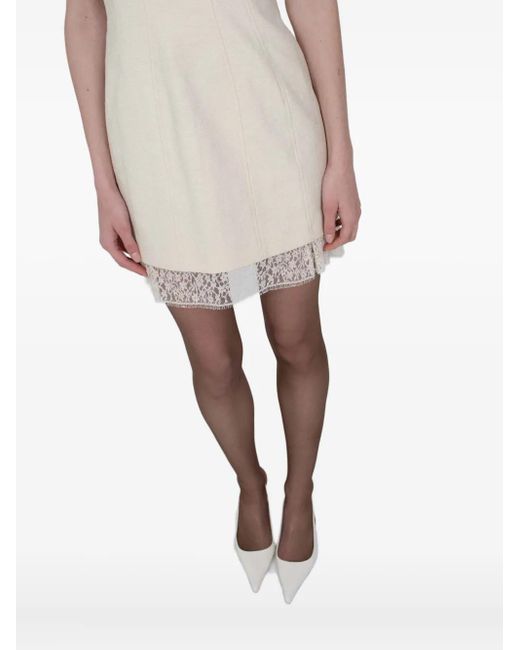 RAQUETTE White Lace-Trimmed Tweed Dress
