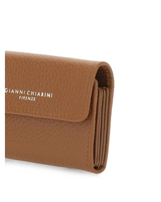 Gianni Chiarini Brown Dollaro Hammered Leather Wallet