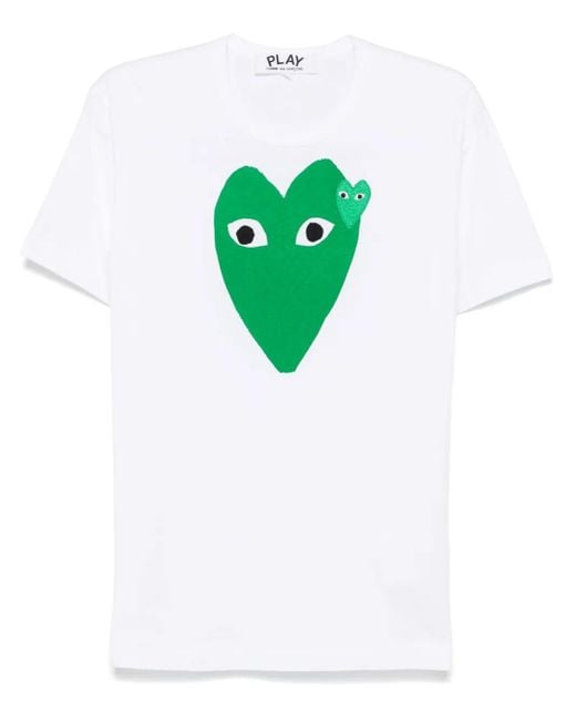 COMME DES GARÇONS PLAY Green Heart-Print T-Shirt