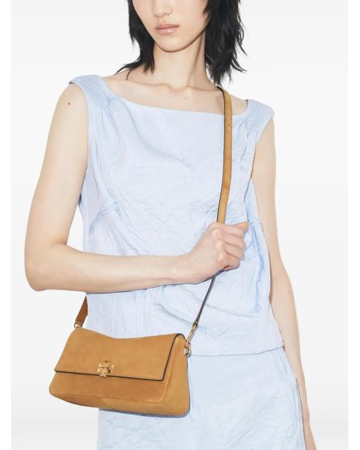 Tory Burch Metallic Small Charlie Suede Shoulder Bag
