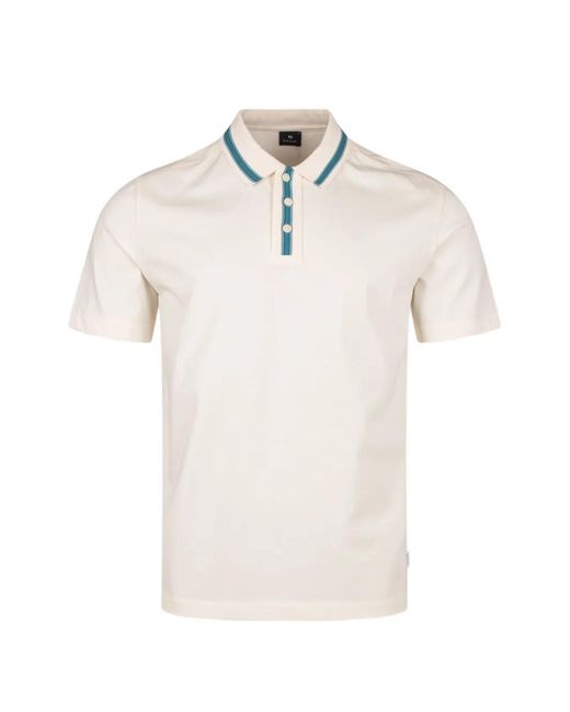 Paul Smith White Stripe-Trim Short-Sleeve Polo Shirt for men