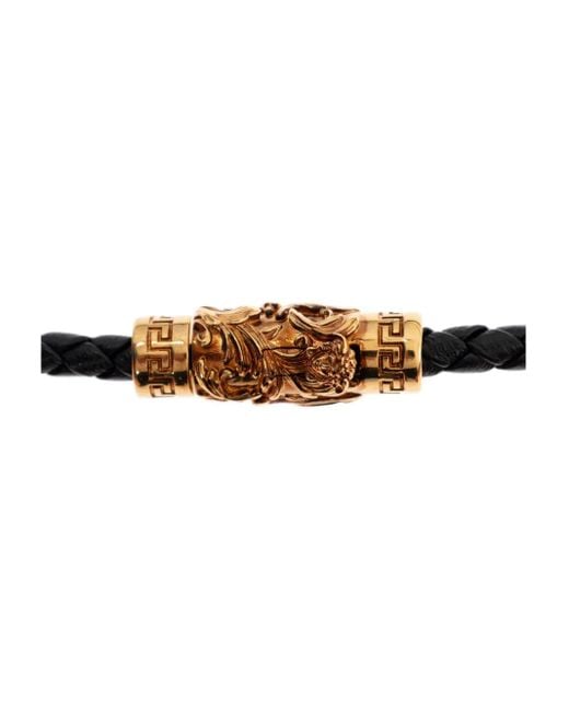 Collier Medusa En Cuir Tressé Versace pour homme en coloris Black