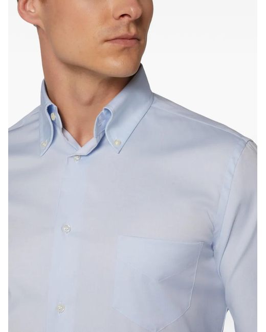 Boggi Blue Long-Sleeve Pocket Shirt for men