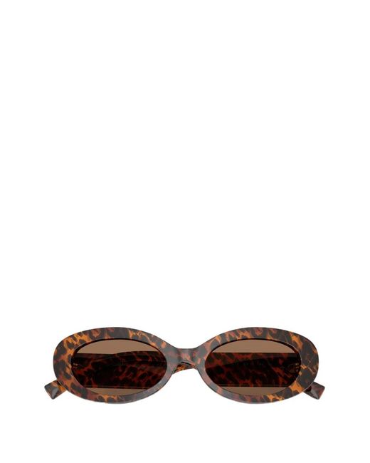 Dolce & Gabbana Brown Leopard-Print Oval-Frame Sunglasses