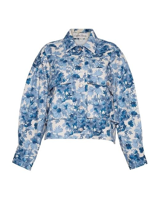 Cara Cara Blue Kobie Floral-Print Denim Jacket