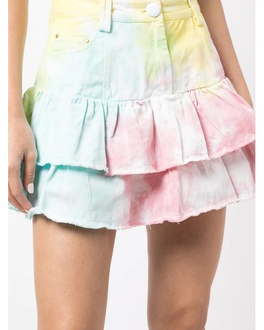 LoveShackFancy Gelaagde Mini-Rok in het Multicolor