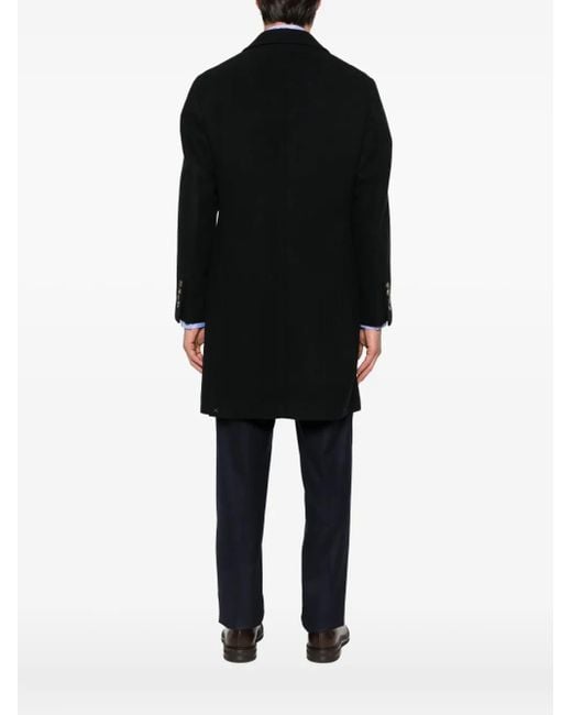 Brunello Cucinelli Black Button-Fastening Patch-Pocket Coat for men