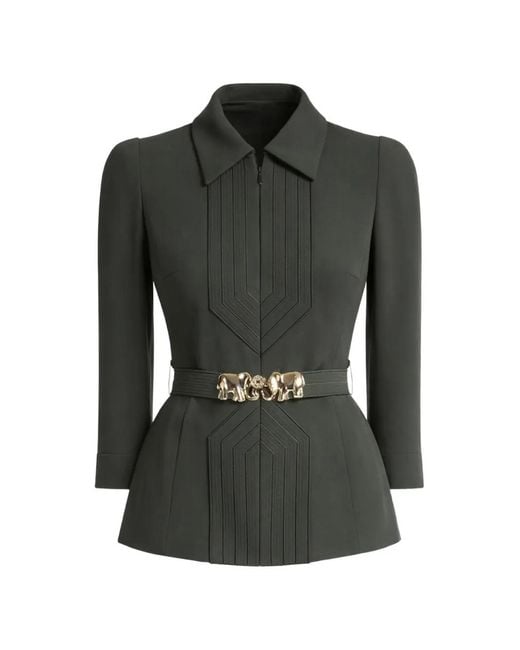 Elie Saab Black Elephant-Buckle Jacket