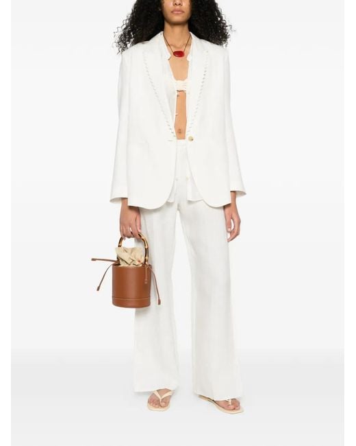 Forte_forte White Elasticated Trousers