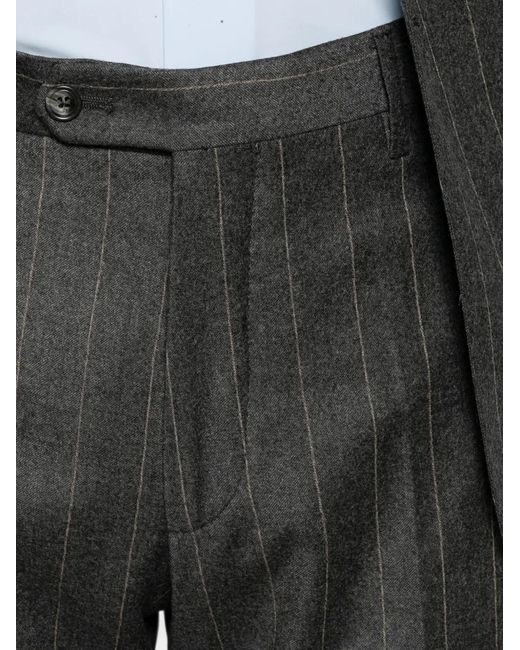 Tagliatore Gray Pinstripe-Pattern Double-Breasted Suit for men