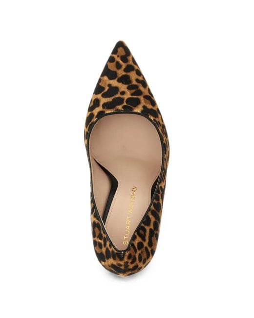 Stuart Weitzman Metallic Stuart Power Leopard-Print Pumps