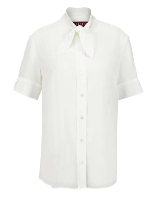 Gucci タイディテール シルクシャツ ホワイト | Lyst