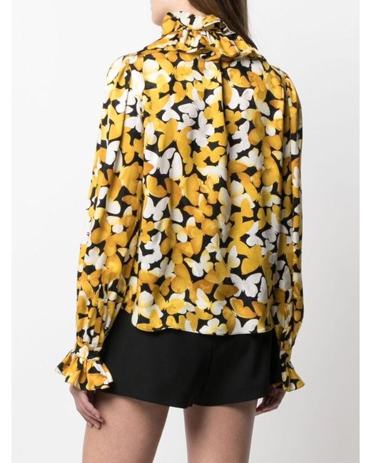 Saint Laurent Seide Seidenhemd mit Schmetterling-Print in Gelb - Sparen Sie  1% | Lyst AT
