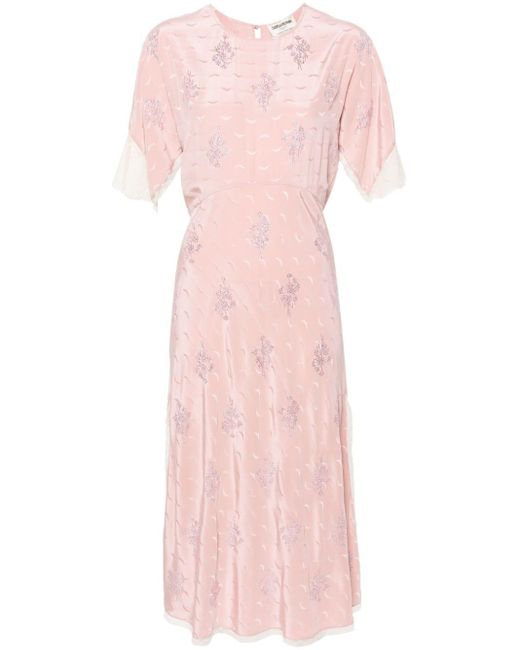 Zadig & Voltaire Rey Zijden Midi-jurk in het Pink