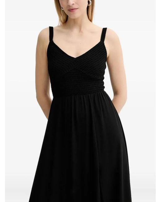 MICHAEL Michael Kors Midi-Jurk Met Gesmockte Taille En Ruches in het Black