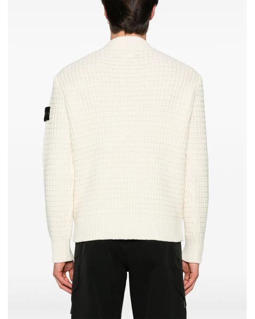 Pull En Maille 3D À Patch Compass Stone Island pour homme en coloris White