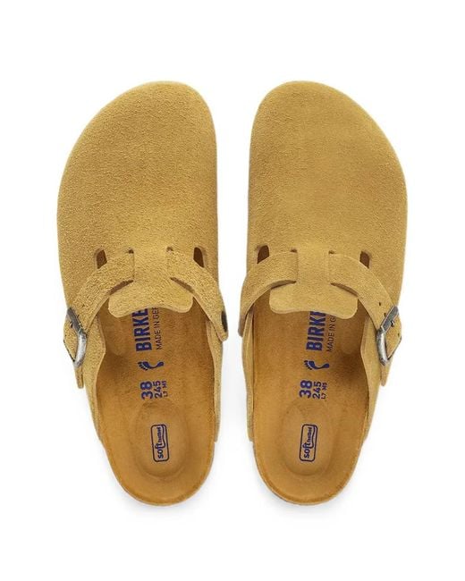 Birkenstock Brown Boston Buckle-Fastening Suede Mules