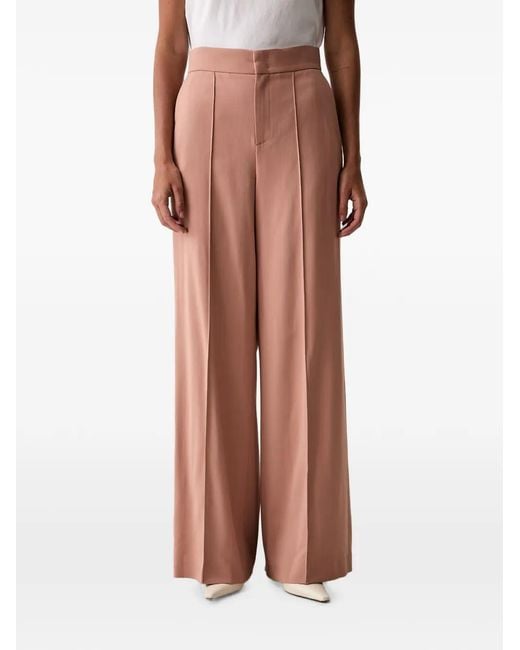 Twinset Pink Pressed-Crease Wide-Leg Trousers