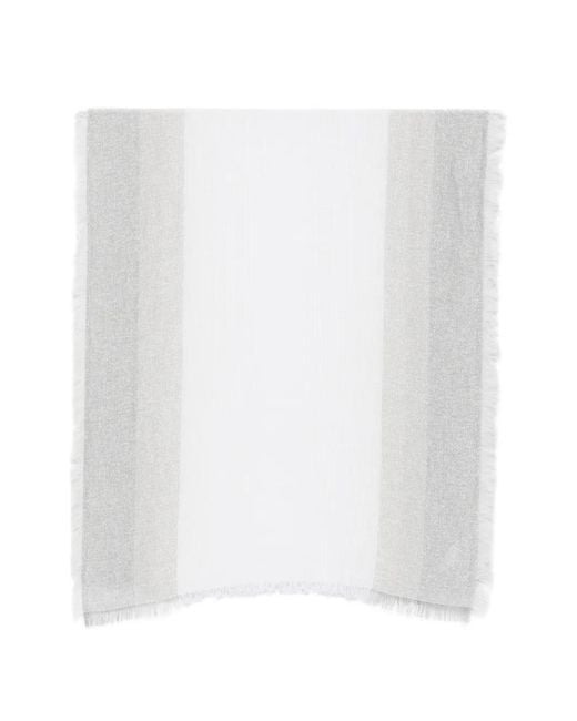 Peserico White Frayed Scarf