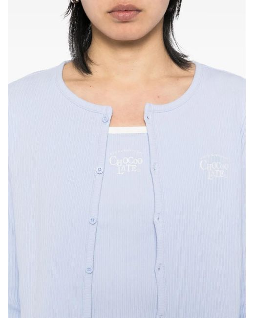 Chocoolate White Logo-Embroidered Top