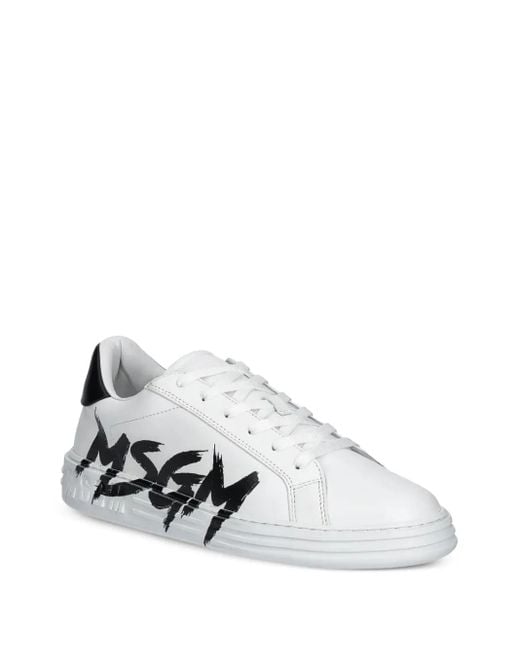 MSGM White Logo-Print Sneakers for men