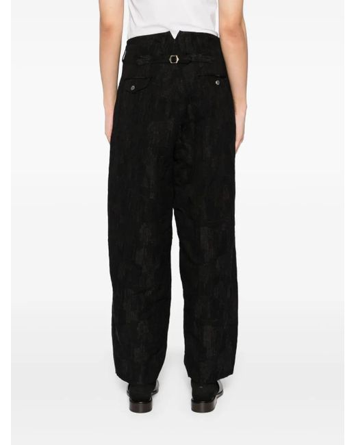 CALMLENCE Black Triple Pleated Tapered Trousers for men